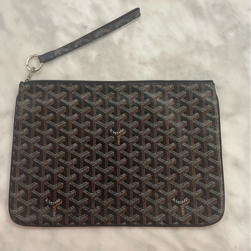 Goyard black/brown clutch with a wristlet, excellent exterior condition